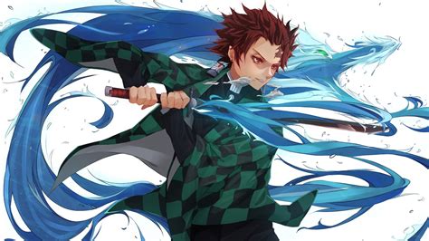 demon slayer tanjiro kamado wearing black and green checked dress with