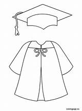 Cap Graduation Gown Coloring Seç Pano Clip Mezuniyet sketch template
