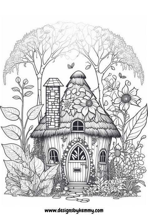 fairy house coloring page  adults designs  kemmy