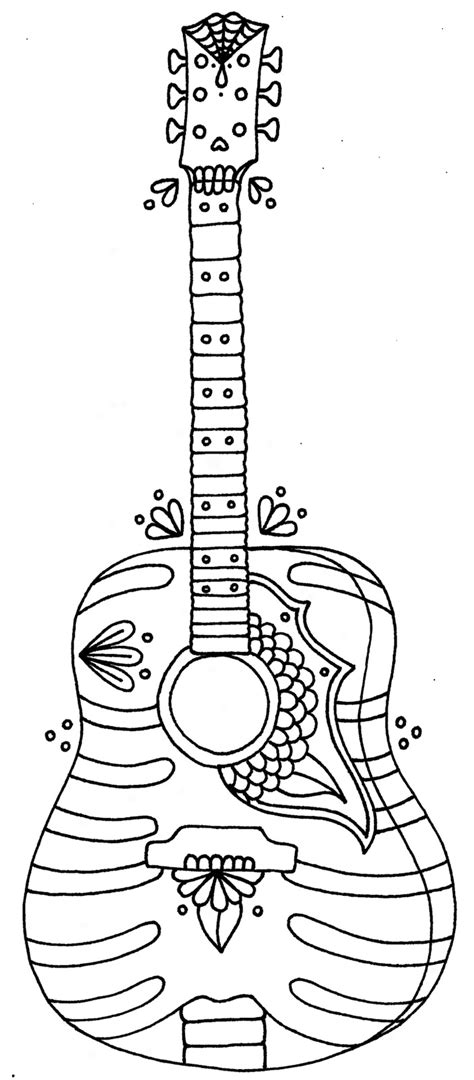 acoustic guitar coloring pages  getcoloringscom  printable