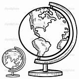 Globe Sketch Drawing Coloring Simple Desktop Doodle Illustration Vector Stock Earth Color Pages Drawings Lhfgraphics Getdrawings Depositphotos Printable sketch template