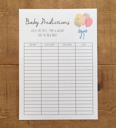 effective baby guessing pool sheet