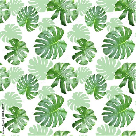 green leaf seamless pattern tropical polygons plant   poly style