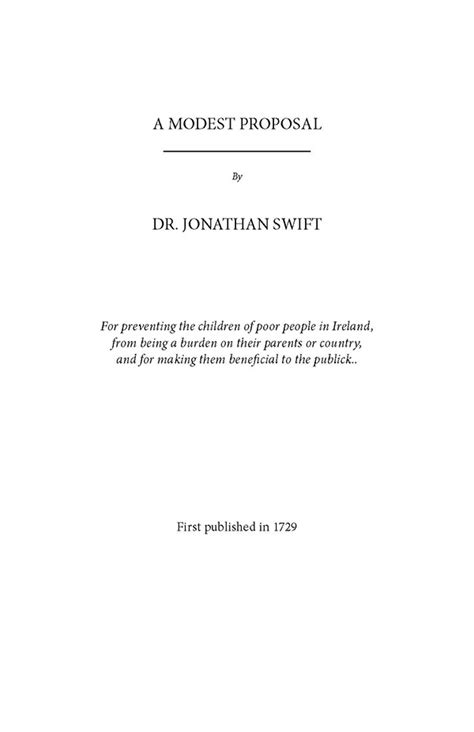 a modest proposal by jonathan swift read and co books