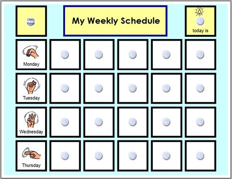 visual schedule pictures  home planner template