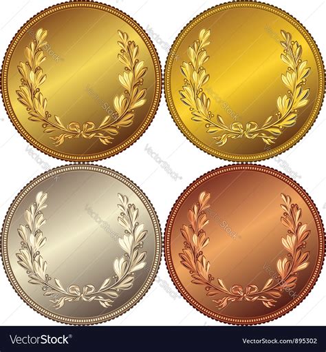 set   gold silver  bronze coins royalty  vector