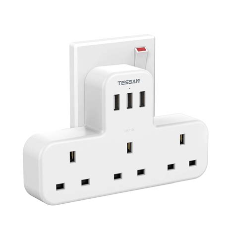 buy multi plug extension socket adapter   usb tessan   wall charger electrical power