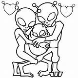 Alien Coloring Pages Family Aliens Drawing Book Space Easter Kids Clipart Coloring4free Printable Color Scary Cover Sheets Predator Vs Cool sketch template