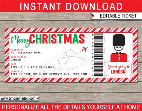 Christmas London Trip T Boarding Pass Template Fake