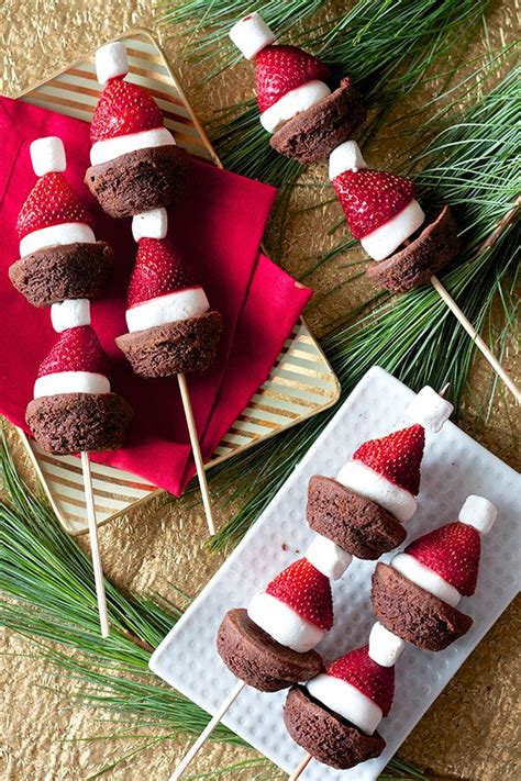 strawberry santa hat brownie kabobs may your dreams be merry strawberry santa hats