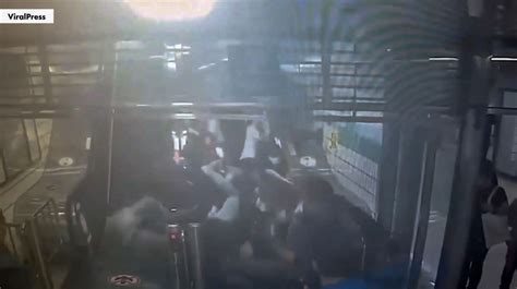 moment escalator reverses direction leaving  injured  south korea