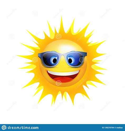 Summer Concept With Sun Face Character Smiling Cartoon