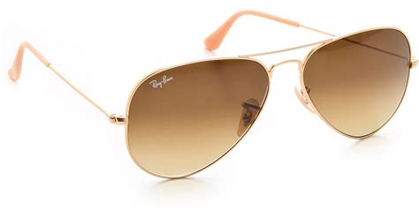 ray ban matte classic aviator sunglasses in metallic lyst