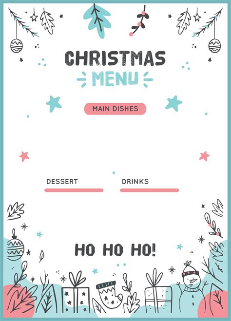 christmas menu templates