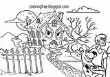 Graveyard Coloring Haunted Doo Ghost Scooby sketch template