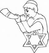 Coloring Shofar Rosh Hashanah Colorear Yom Teruah Kippur sketch template
