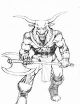 Minotaur Mythology Greek Mythological Mythologie Legenda Mythical Makhluk Grecque Magical Minotaure Mitologi Colorier Keywordpictures Gravure sketch template