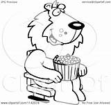 Lion Popcorn Movie Clipart Cartoon Eating 3d Happy Watching Theater Cory Thoman Outlined Coloring Vector Drawing Getdrawings Line 2021 sketch template