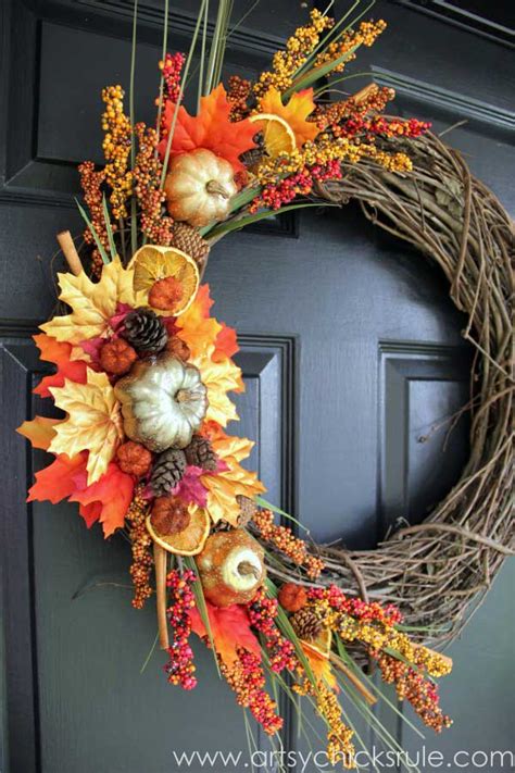 diy fall wreaths   front door house  hawthornes