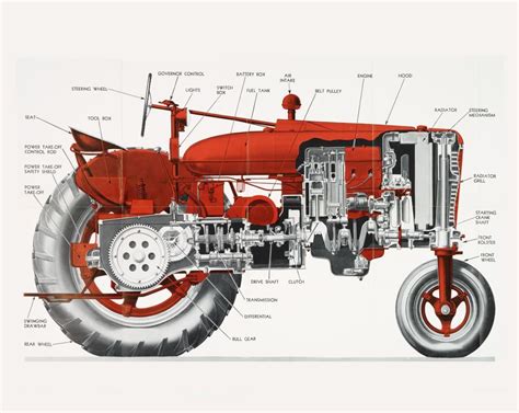 farmall tractor cutaway drawing  high quality