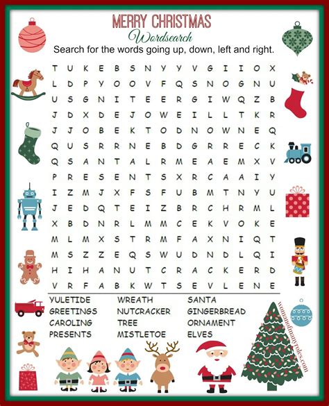 fun christmas word search printable  kids