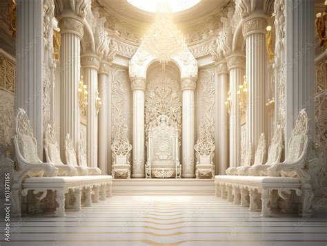 decorated empty throne hall white throne stock illustration adobe stock