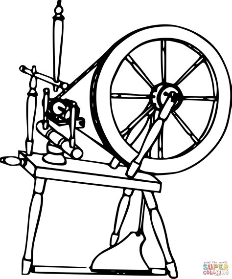 vintage spinning wheel coloring page  printable coloring pages