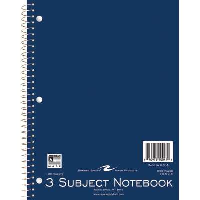 spiral notebook  subject  pages roa