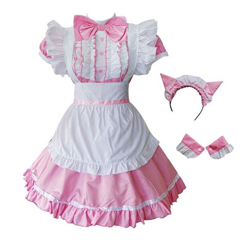 Grajtcin Women S Cat Ear French Maid Costume With Apron Anime Cosplay