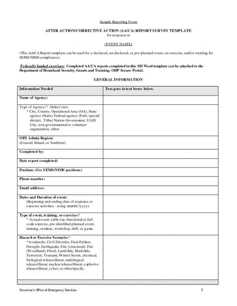 simple  action report template forms fillable pr vrogueco