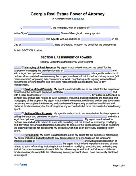 georgia limited special power  attorney form  word