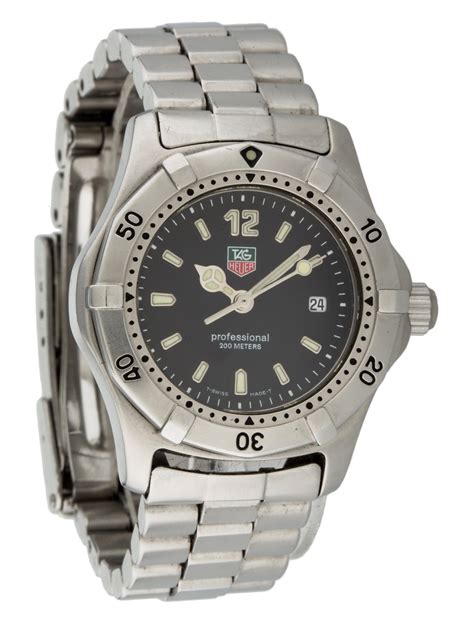 tag heuer professional  meters  black stainless steel tag  realreal