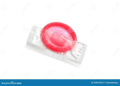Torn Condom Package Isolated On White Top View Safe Sex Stock Image