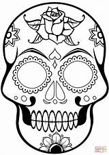 Skull Sugar Coloring Skulls Pages Calavera Printable Simple Drawing Cool Dia Muertos Los Crown Color Dead Pirate Print Draw Tattoo sketch template