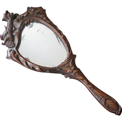 exquisite wooden carved victorian hand mirror circa