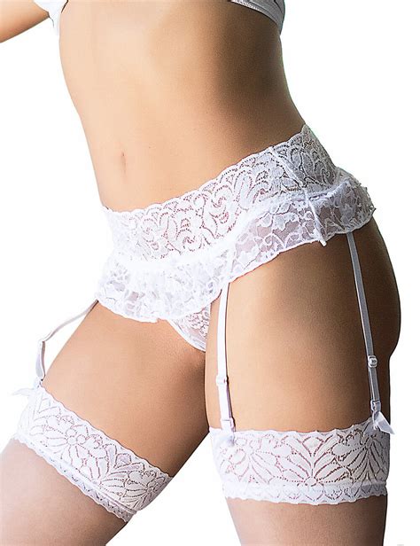 sexy white lace garter belt underwear panties backless plus size 8 22