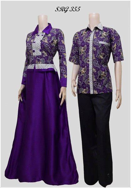 Jual Couple Batik Sarimbit Gamis Pesta Baju Pasangan Seragam 1914 Di