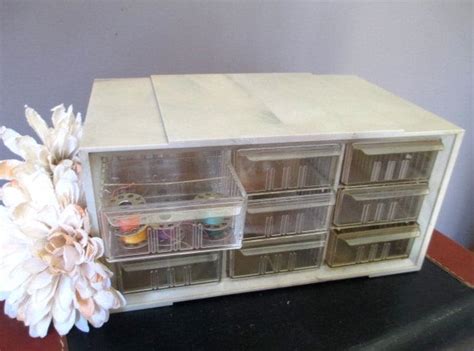 vintage marbled plastic  drawer storage bin box wall mount akro mils