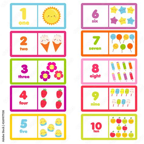 count    ten cute characters  numbers educational learning card  children kids