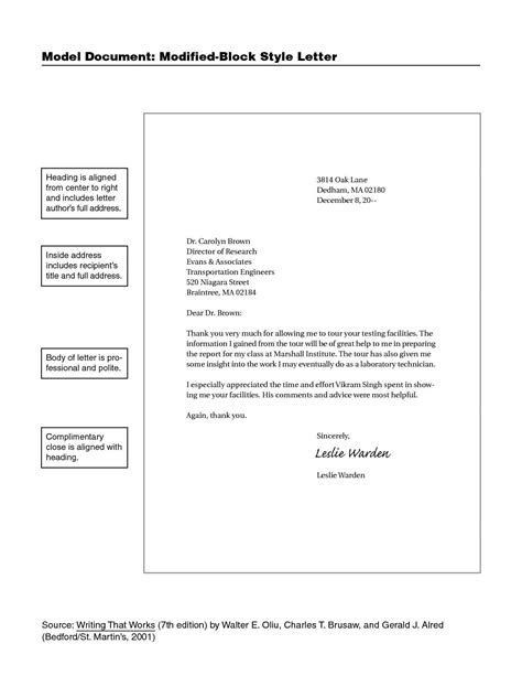 semi block style business letter leterformat