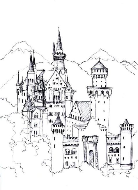 castle coloring page    print  color etsy