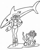 Shark Coloring Pages Sharks Kids Diver Cartoon Print Bull Printable Dessin Printactivities Attack Plongeur Color Sketch Swimmer Printables Drawing Comments sketch template
