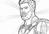 Coloring Pages Thor Hemsworth Chris Printable Superheroes Marvel sketch template