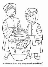 Coloring Pages Korea Korean Children Book Lands Other Kids 1954 Around Burma Japan China India Colouring Icolor Little Hmong Embroidery sketch template