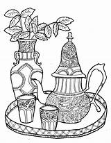 Coloring Pages Tea Set Morocco Printable Moroccan Colouring Iceland Adult Adults Drawing Color Getdrawings Cool Sweet Teacup Getcolorings Book sketch template