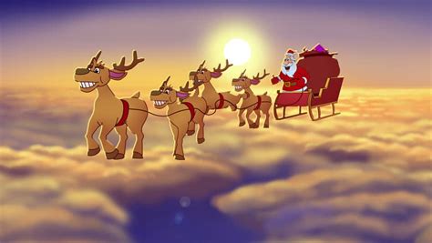 flying santa claus sky christmas animated stock footage video