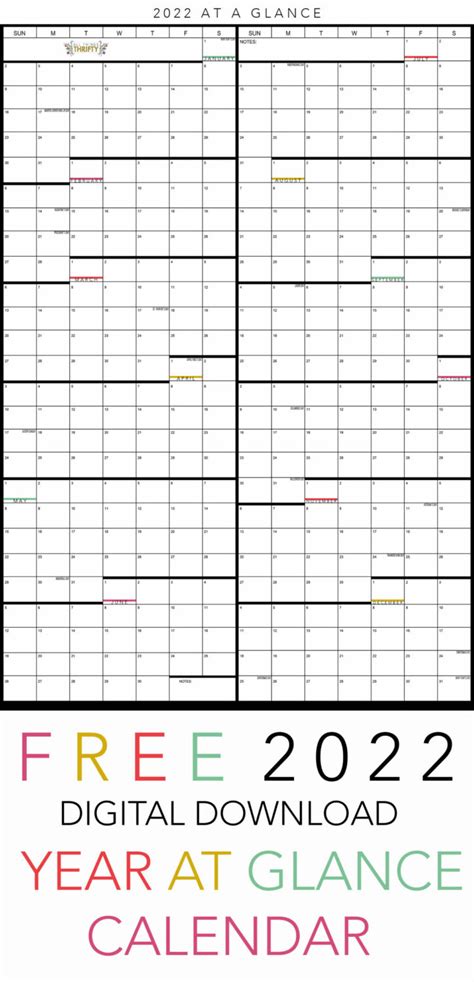 year   glance  printable calendar krafty planner year