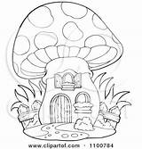 Mushroom House Coloring Clipart Fence Houses Outlined Drawing Wooden Illustration Royalty Vector Visekart Pages Mushrooms Print Colouring Illustrations Clipartof Printable sketch template