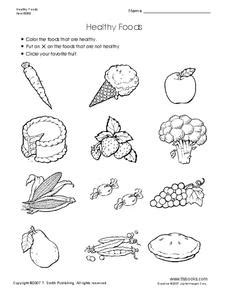 healthy foods worksheet  kindergarten  grade lesson planet