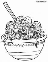 Coloring Pages Spaghetti Food Doodle Noodle Alley Meatballs Printable Color Sheets Print Popular Kids Chinese Simple Choose Board Mediafire Template sketch template